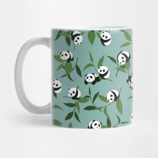 Cute Playing Panda in Green Garden Pattern Mug